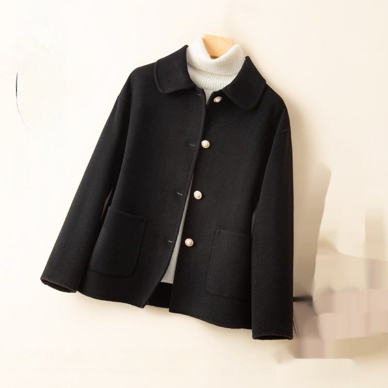 Double-sided Cashmere Short Doll Collar Classic Style Woolen Coat