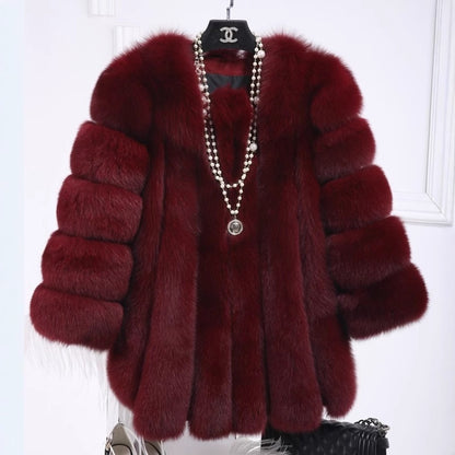 Fox Fur Mid-length Coat For Women