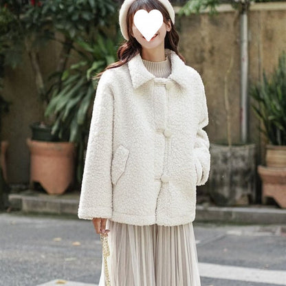 Lamb Wool Coat Female Fleece-lined Thick Loose