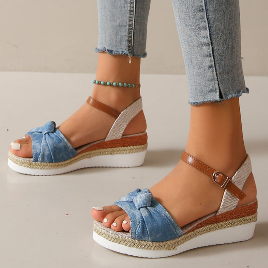 Bowknot Fashion Sandals Fish Mouth Buckle Rope Bottom