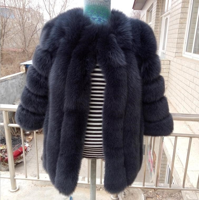Fox Fur Mid-length Coat For Women