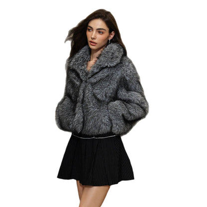 Women's Casual Versatile Collared Warm Fur Jacket
