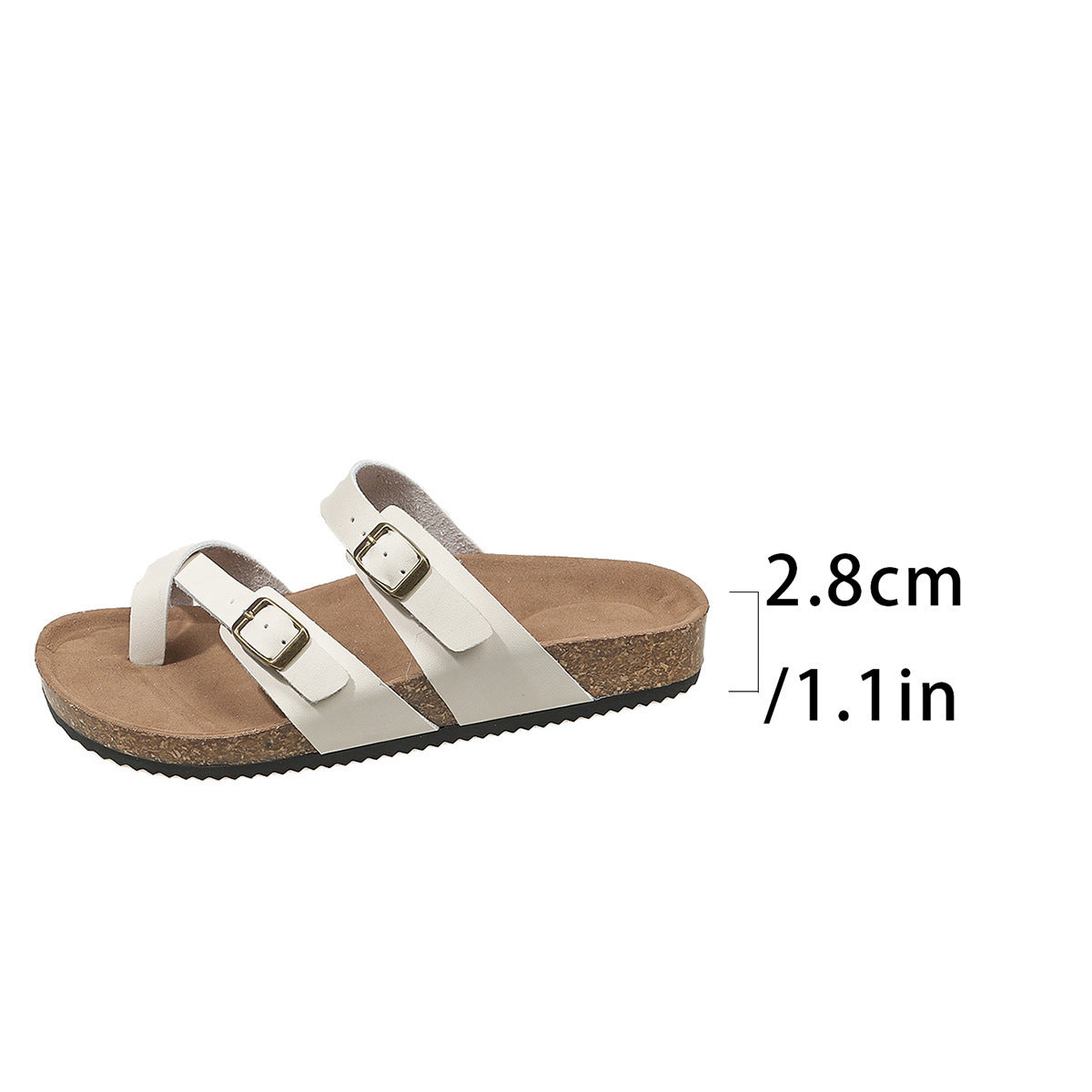 Double Row Buckle Open Toe Outdoor Slippers Women