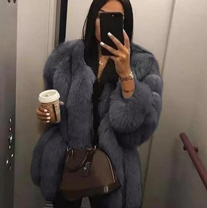 Fox Fur Mid-length Coat For Women