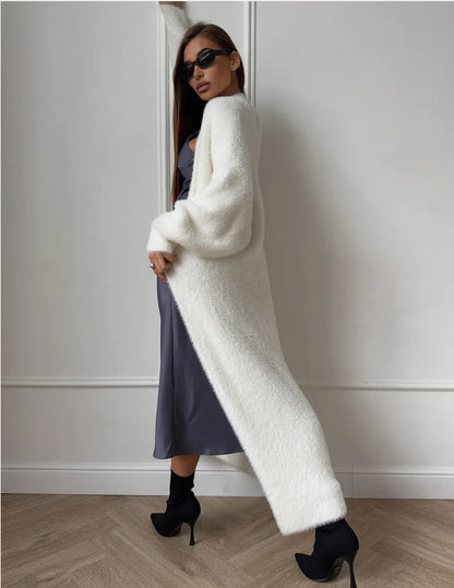 Imitation Mink White Sweater Cardigan Coat Women's Loose
