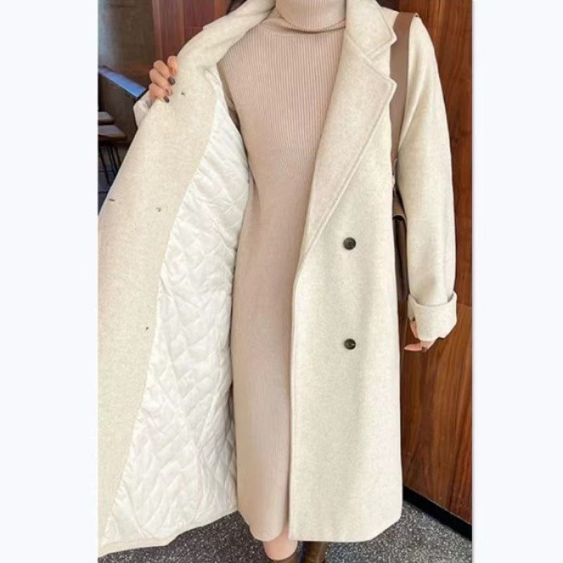 Suit Collar Wool Mid-length Plush Woolen Coat Clipped Button And Lining