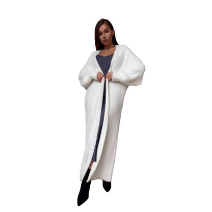Imitation Mink White Sweater Cardigan Coat Women's Loose