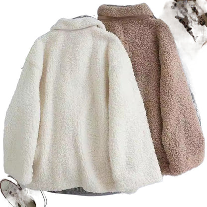 Lamb Wool Coat Female Fleece-lined Thick Loose