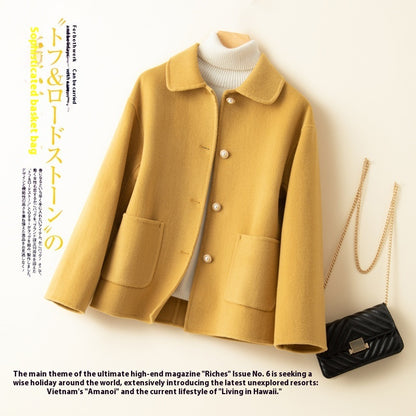 Double-sided Cashmere Short Doll Collar Classic Style Woolen Coat